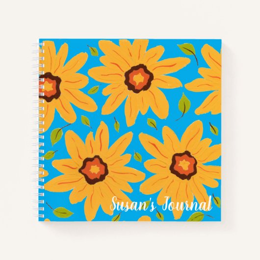 Sonnengelbe handgemalte Daisy auf Aqua Notizblock (Vorderseite)