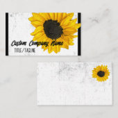 Sonnengelbe Sonnenblume auf schwarz-weiß Visitenkarte (Vorne/Hinten)