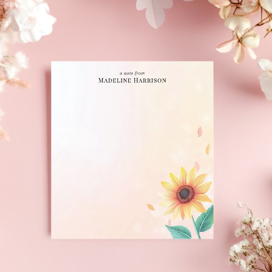Sonnengelbe Sonnenblume Pastell Personalisierter N Notizblock