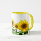 Sonnengelbe Sonnenblumen und Kalligraphie Tasse (VorderseiteRechts)