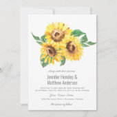 Sonnengelbe Wasserfarbe Sonnenblumen Hochzeit | Einladung (Vorderseite)