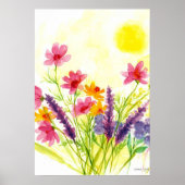 Sonnengelbe wilde Blume Wasserfarbe Poster (Vorne)