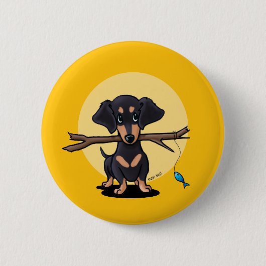 Sonnengelber Fischer Doxie Hund Button (Vorderseite)