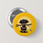 Sonnengelber Fischer Doxie Hund Button (Vorne & Hinten)