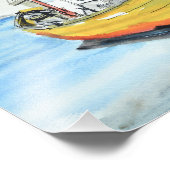 Sonnengelber Fischerboot Fotodruck (Ecke)