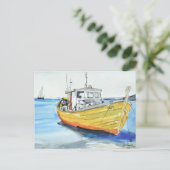 Sonnengelber Fischerboot Postkarte (Stehend Vorderseite)
