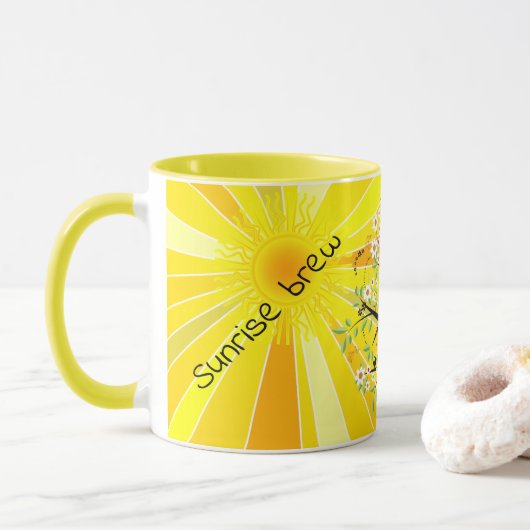 Sonnengelber Gefallen Sonnenaufgangsbrauen Tasse (Mit Donut)
