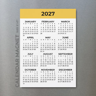 Sonnengelber Magnetkalender 2027 für das ganze Jah Magnetkarte