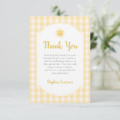 Sonnengelbes Babyshower Dankeskarte (Stehend Vorderseite)