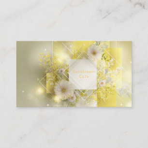 Sonnengelbes Mimosen Blumen Geometrisch Diamant Visitenkarte
