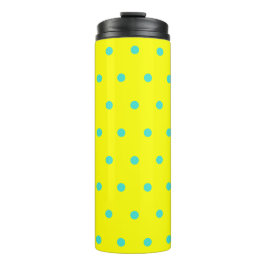 Sonnengelbes Türkis Blaue Polka Dots Thermosbecher