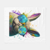 Sonnengesicht Cool Osterhase mit Brille Fleecedecke (Vorderseite (Horizontal))