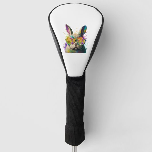 Sonnengesicht Cool Osterhase mit Brille Golf Headcover (Vorderseite)