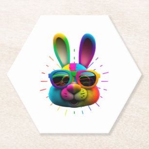 Sonnengesicht Cool Osterhase mit Brille Untersetzer