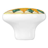 Sonnengesicht mit Blätter und sonnigen Sonnenstrah Keramikknauf (Seitenansicht)