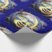 Sonnengesicht/Mondgesicht himmlisches blaues Packp Geschenkpapier (Ecke)