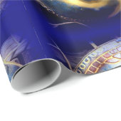 Sonnengesicht/Mondgesicht himmlisches blaues Packp Geschenkpapier (Rolleneckpunkt)