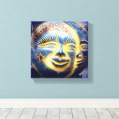 Sonnengesicht/Mondgesicht umhüllte Leinwand (Insitu (Holzboden))