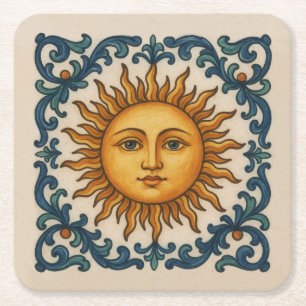 SonnenGesicht Rechteckiger Pappuntersetzer