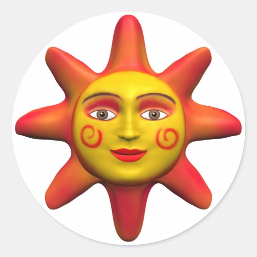 SonnenGesicht Runder Aufkleber (Vorderseite)