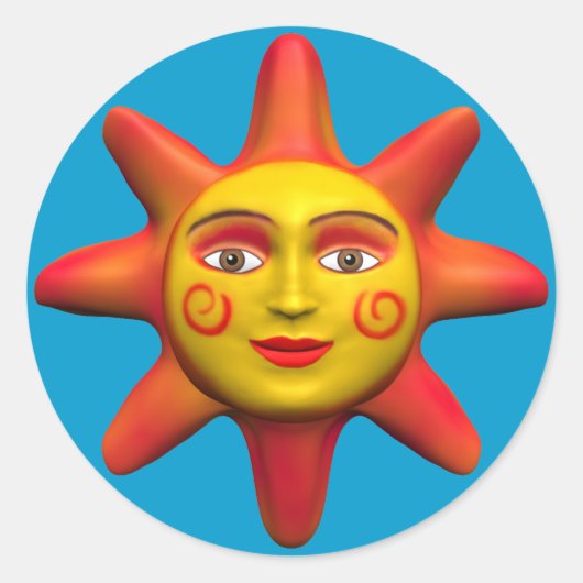 SonnenGesicht Runder Aufkleber (Vorderseite)