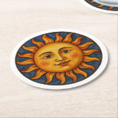 SonnenGesicht Runder Pappuntersetzer (Angewinkelt)