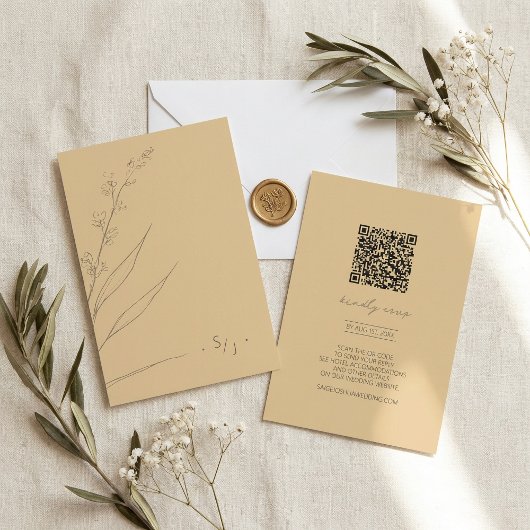 Sonnengewaschene Gartenhochzeit QR Code ID1283 RSVP Karte