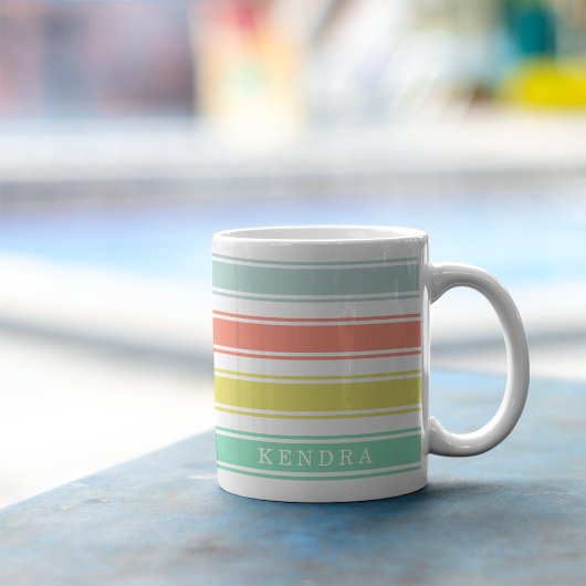 Sonnengewaschene Neon Cabana Stripe Kaffeetasse