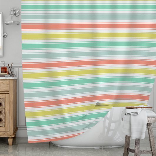 Sonnengewaschene Neon Summer Cabana Stripe Duschvorhang