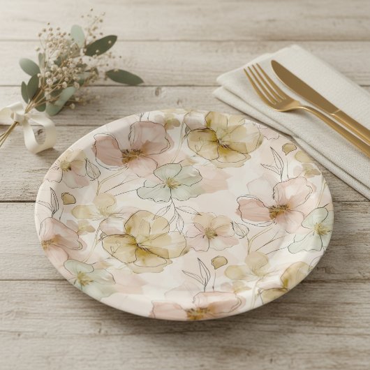 Sonnengewaschener Garten Floral ID1283 Pappteller