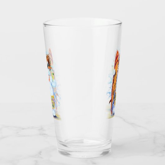 Sonnenglas mit Snowman Surfer im Sommer Glas (Rechts)