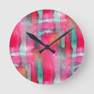 Sonnenglast abstrakt gemalt Wasserfarbe Runde Wanduhr