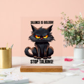 Sonnengoldene Stille Katzenwort Kunst Sarkasmus Acrylschild (Hochzeit)