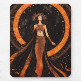 Sonnengöttin in Orange & Black Mousepad
