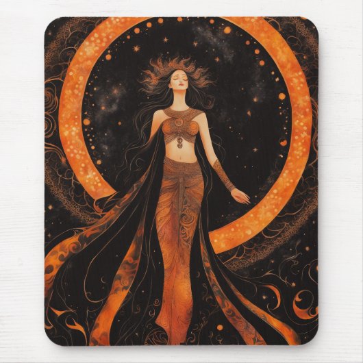 Sonnengöttin in Orange & Black Mousepad (Vorne)