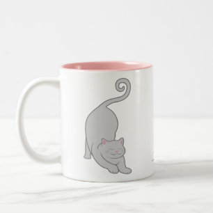 Sonnengruß nach unten graue Kätzchen-Yoga Zweifarbige Tasse