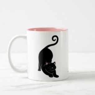 Sonnengruß nach unten schwarze Kitzkatze Yoga Zweifarbige Tasse