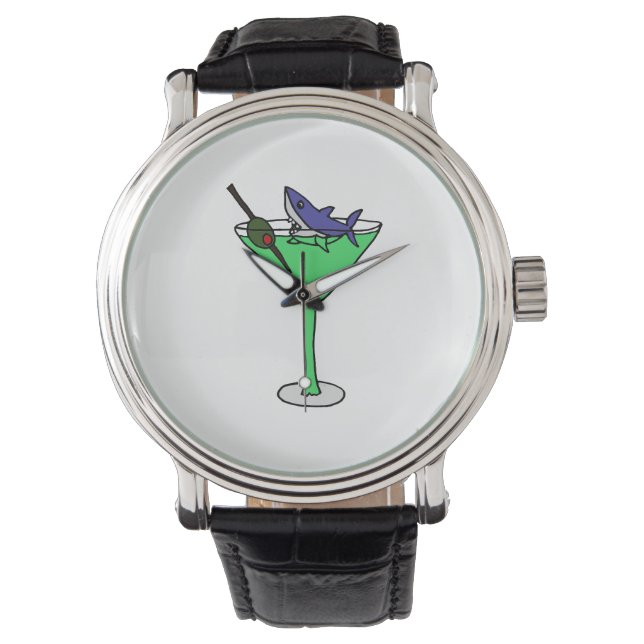 Sonnenhai in Green Martini Glass Armbanduhr (Vorderseite)