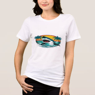 Sonnenhai mit Palmen und Strandvibes Premiu Tri-Blend Shirt