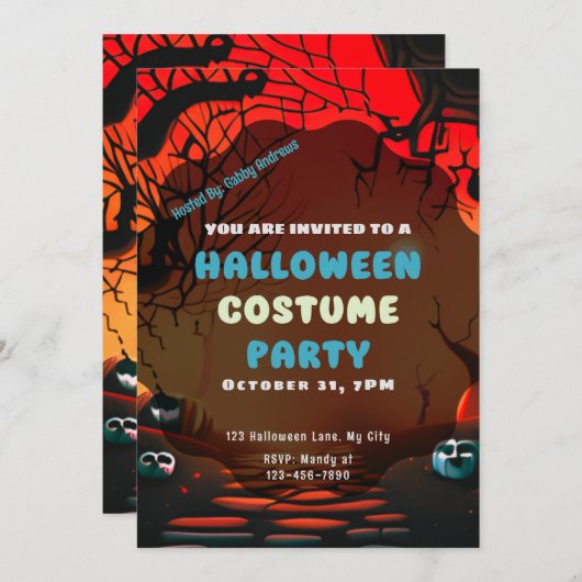 SonnenHalloween Einladung (Vorne/Hinten)