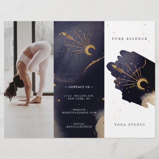 Sonnenhitzer Sonnenmond Dunkle Tinte Yoga Tri-Falt (Vorderseite)