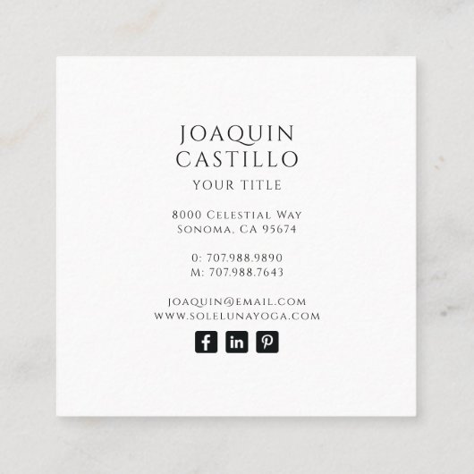 Sonnenhitzer Sonnenmond Gold Black Quadratische Visitenkarte (Rückseite)