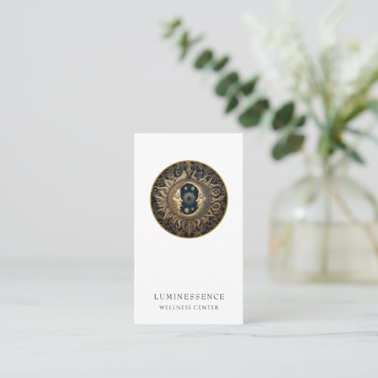 Sonnenhitzer Sonnenmond Gold Black Visitenkarte (Stehend Vorderseite)