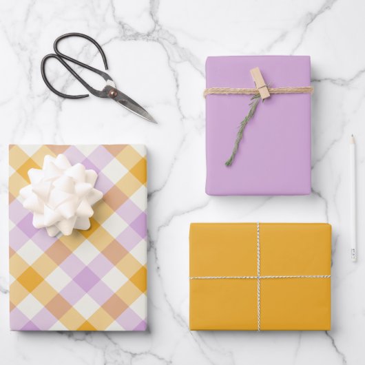 Sonnenhut Gingham Geschenkpapier Set (Vorderseite)