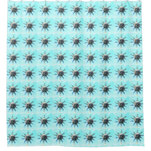 Sonnenkollektoren mit hellblauem Muster Duschvorhang (Vorderseite)