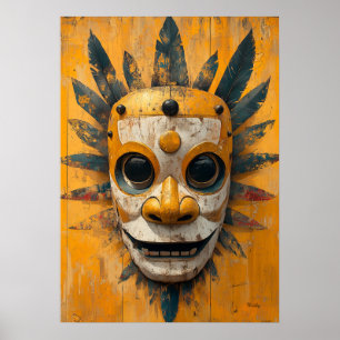 Sonnenkrieger-Maske – Mesoamerikanisches Ritualsym Poster