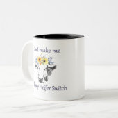 Sonnenkuh mit Sonnenblumen Zweifarbige Tasse (Vorderseite Links)