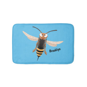 Sonnenlich wütende Hornet Wespe Cartoon Illustrati Badematte