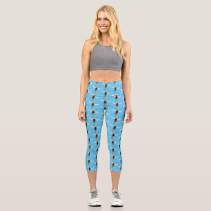 Sonnenlich wütende Hornet Wespe Cartoon Illustrati Capri Leggings