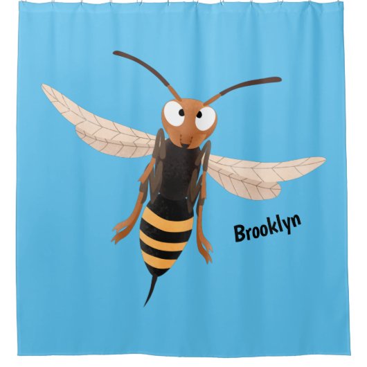 Sonnenlich wütende Hornet Wespe Cartoon Illustrati Duschvorhang (Vorderseite)